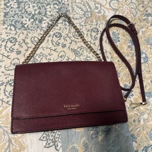 Kate Spade Wine Crossbody Bag with Chain Strap